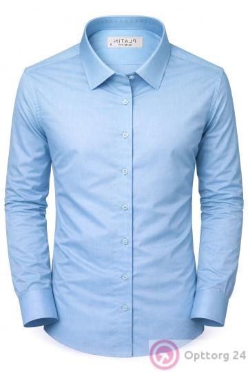 Стильная мужская рубашка из хлопка приталенная бирюзовая Platin купить оптом