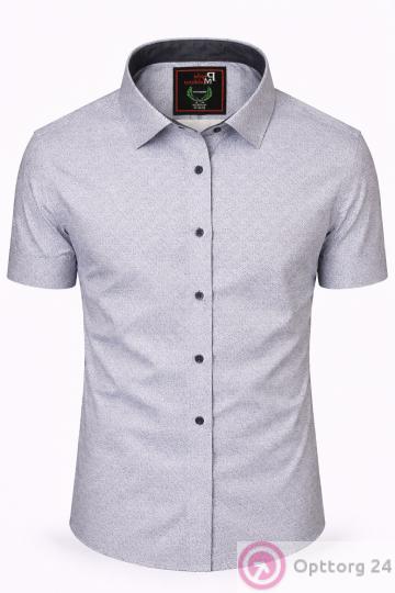 Классическая мужская рубашка прямого кроя с коротким рукавом серая Paolo Maldini купить оптом