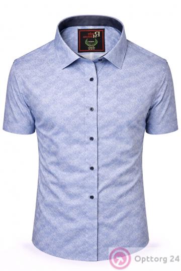 Классическая мужская рубашка из хлопка прямого кроя с принтом голубая Paolo Maldini купить оптом