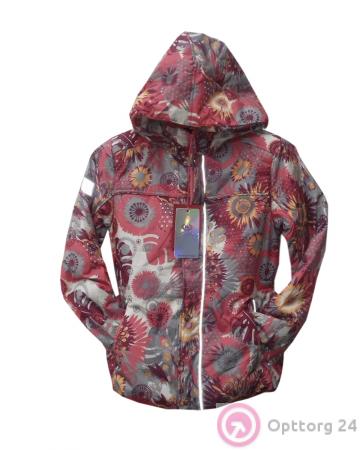 Куртка подростковая красного цвета с принтом купить оптом