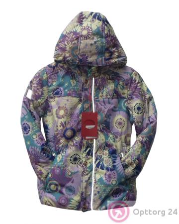 Куртка детская фиолетовая с абстрактным принтом купить оптом