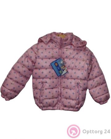 Детская куртка нежно-розовая в горошек купить оптом