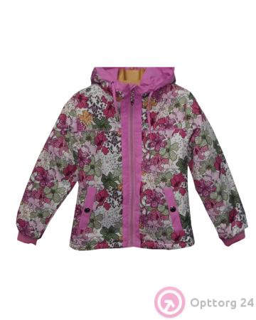 Детская куртка с цветами розовго цвета купить оптом