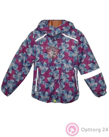 Детская куртка розовая с крупными цветами купить оптом