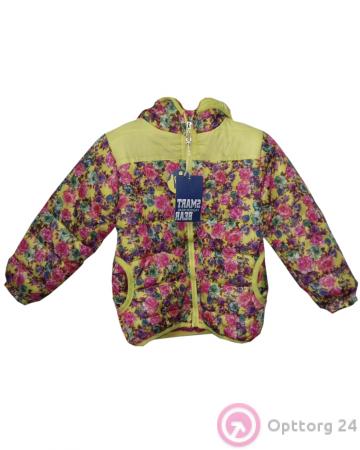 Куртка детская салатовая с мелкими цветочками купить оптом