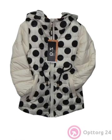 Куртка детская белого оцвета в черные горохи купить оптом