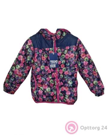 Куртка детская синего цвета с мелкими цветочками купить оптом