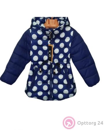 Куртка детская синего цвета в крупные горохи купить оптом