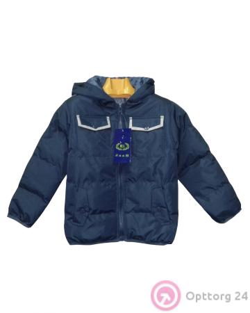 Детская куртка синяя с белыми вставками купить оптом