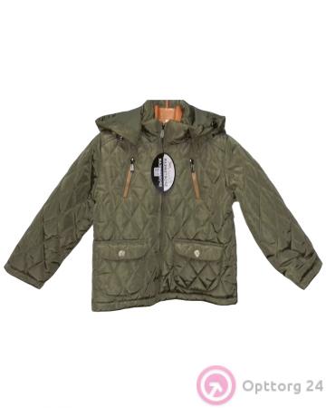 Куртка детская зеленого цвета с прострочкой в ромбик купить оптом