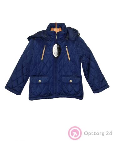Куртка детская темно-синего цвета с прострочкой в ромбик купить оптом