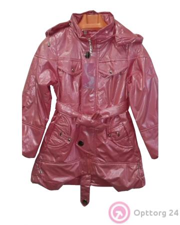 Плащ детский розовый из блестящей ткани купить оптом