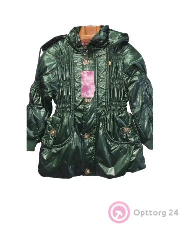 Плащ детский зеленый из блестящей ткани купить оптом