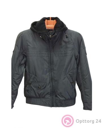 Куртка темно-серая с капюшоном купить оптом