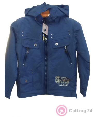 Куртка синяя с нагрудными карманами купить оптом