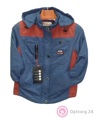 Куртка синяя с красными вставками на плечах купить оптом