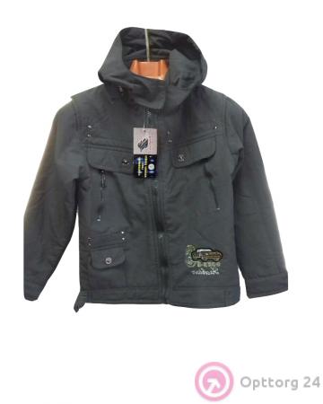 Куртка серая с нагрудными карманами купить оптом