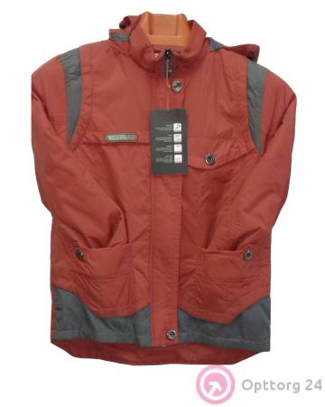 Куртка красная с серыми вставкам внизу купить оптом