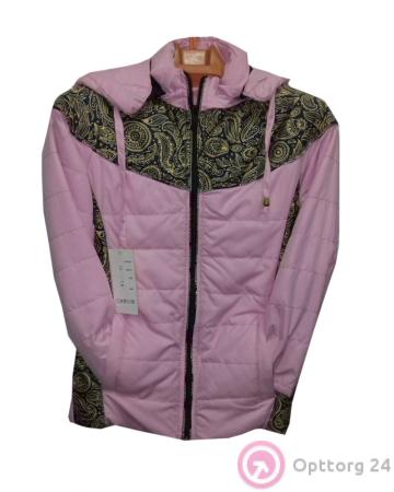 Куртка детская бледно-розовая с коричневыми вставками купить оптом