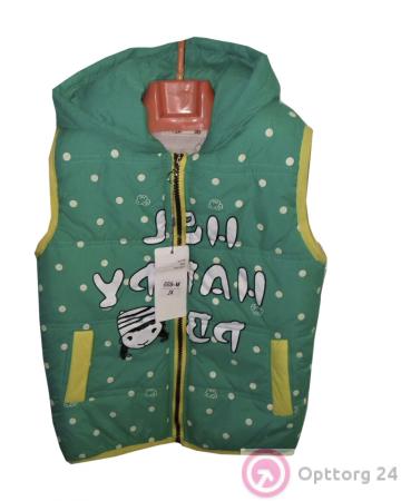Жилет зеленый в белые горохи купить оптом