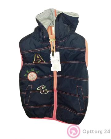 Жилет темно-синий с красной прострочкой купить оптом