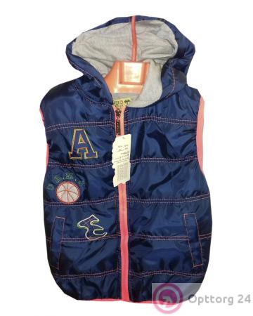 Жилет синий с красной прострочкой купить оптом