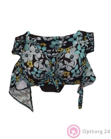 Купальник женский черный с большими цветами купить оптом