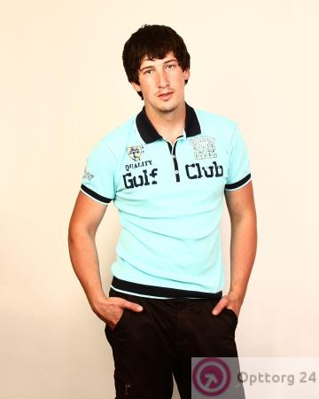 Футболка-поло мужская голубая "Golf Club" купить оптом