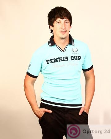 Футболка-поло мужская голубая "Tennis cup" купить оптом