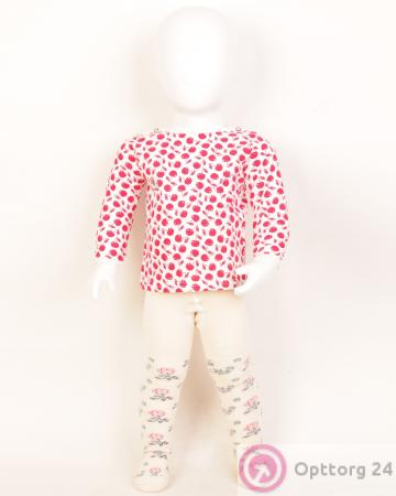 Колготки детские кремовые с цветочным принтом купить оптом