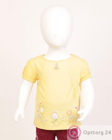 Футболка для девочки желтого цвета с принтом купить оптом