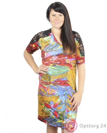 Цветное женское платье с кружевом. купить оптом