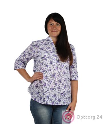 Рубашка женская с рукавами в три четверти купить оптом