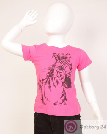 Футболка детская с зеброй розовая купить оптом