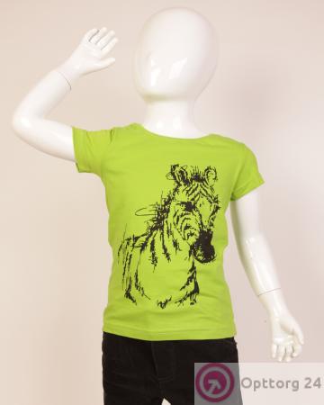 Футболка детская с зеброй зеленая купить оптом