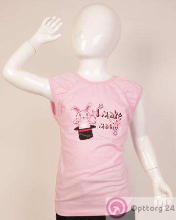 Футболка детская розовая с кроликом купить оптом