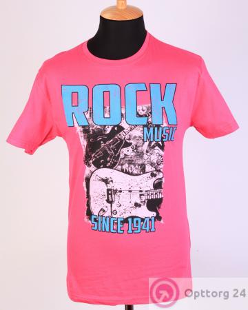 Футболка мужская розовая "Rock music" купить оптом