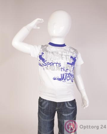 Футболка детская белая "Sports the wave" купить оптом
