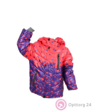 Куртка сиренево-красная со звездами купить оптом