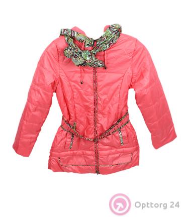 Куртка розовая с поясом купить оптом