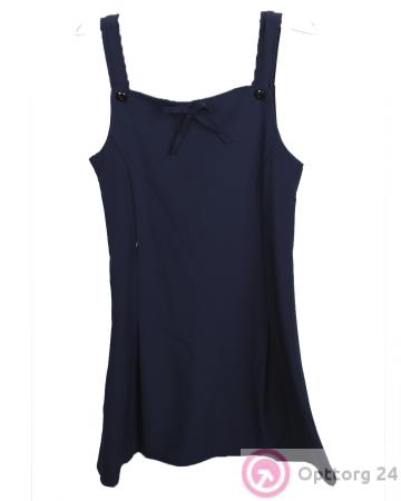 Детский сарафан для девочки синего цвета на лямках. купить оптом