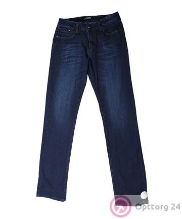 Джинсы женские темно-синие верх с эффектом потертостей купить оптом