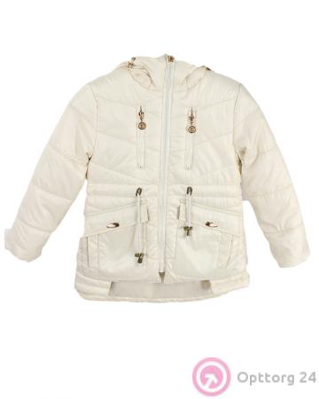 Куртка детская белая с накладными карманами купить оптом