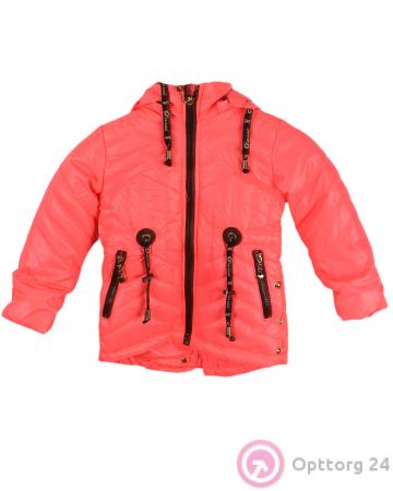 Куртка детская розовая с черными карманами купить оптом