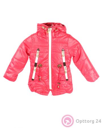 Куртка детская малиновая с белыми карманами купить оптом