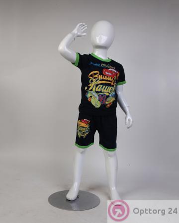 Костюм для мальчика черный с принтом "Cars" купить оптом