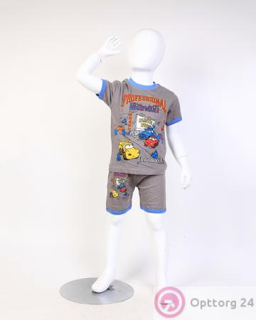 Костюм для мальчика серый с принтом "Тачки" купить оптом