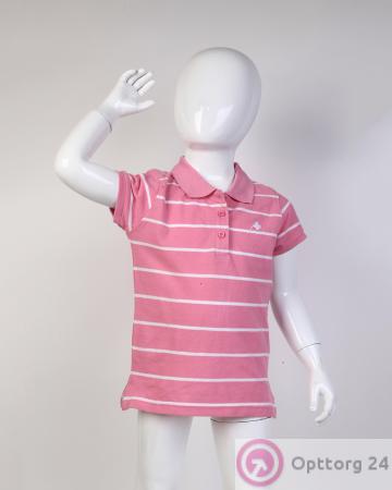 Поло детское розовое в белую полоску купить оптом