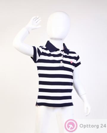 Поло детское черное в белую полоску купить оптом