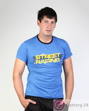 Футболка мужская "Street racing" голубая купить оптом